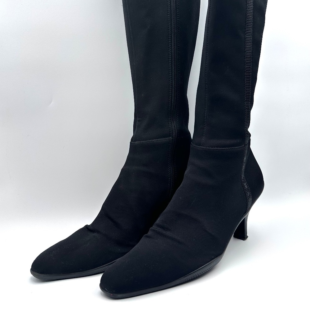 Prada | Sport Black Nylon Kitten Heel Mid- Calf Boots